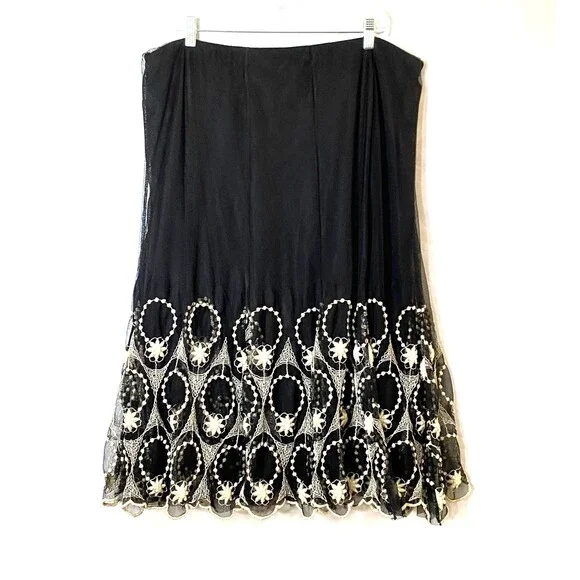 Style and Co Tulle Embroidered Layered Skirt Plus Sz 2X Multicolor Lined Flaws - Picture 3 of 14